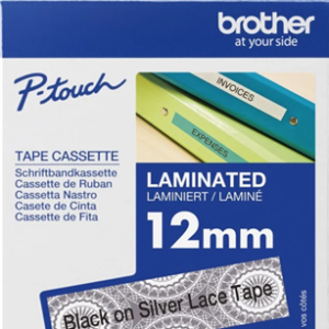 Brother TZEMPSL31 12mm x 4m P-Touch Black on Silver Lace Tape