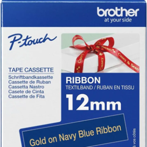 Brother TZe-RN34 12mm x 4m Gold on Navy Ribbon Tape