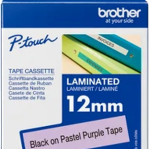 Brother TZe-MQF31 12mm x 4m Black on Pastel Purple Tape