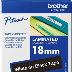 Brother TZe-345 18mm x 8m White on Black Tape