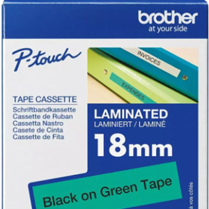 Brother TZe-741 18mm x 8m Black on Green Tape