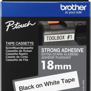 Brother TZe-S241 18mm x 8m Extra Strength Black on White Tape