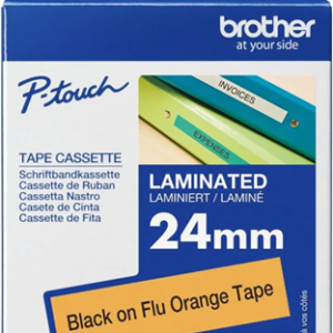 Brother TZe-B51 24mm x 8m Black on Orange Fluro Tape