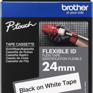 Brother TZe-FX251 24mm x 8m Black on White Flexi ID Tape