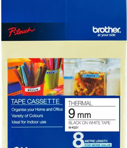 Brother MK-221 9mm x 8m Black on White M Label Tape