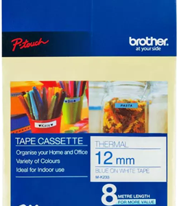 Brother MK-233 12mm x 8m Blue on White M Label Tape