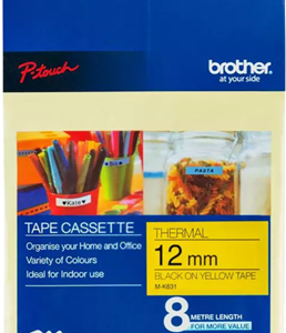 Brother MK-631 12mm x 8m Black on Yellow M Label Tape