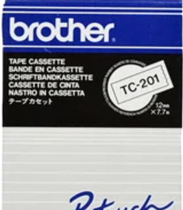 Brother TC-201 12mm x 8m Black on White Label Tape