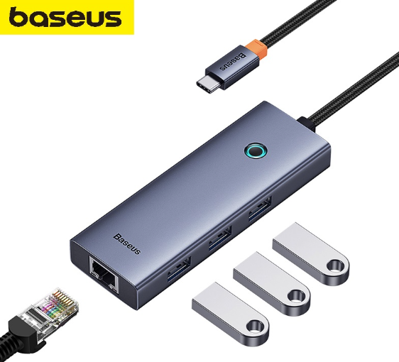 OS-Baseus UltraJoy Series 4-Port HUB Space Grey Type-C to USB 3.0 x 4 - Image 2