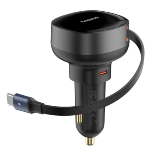 Baseus Enjoyment Pro Car Charger C+Retractable Type-C Cable 60W Cluster Black