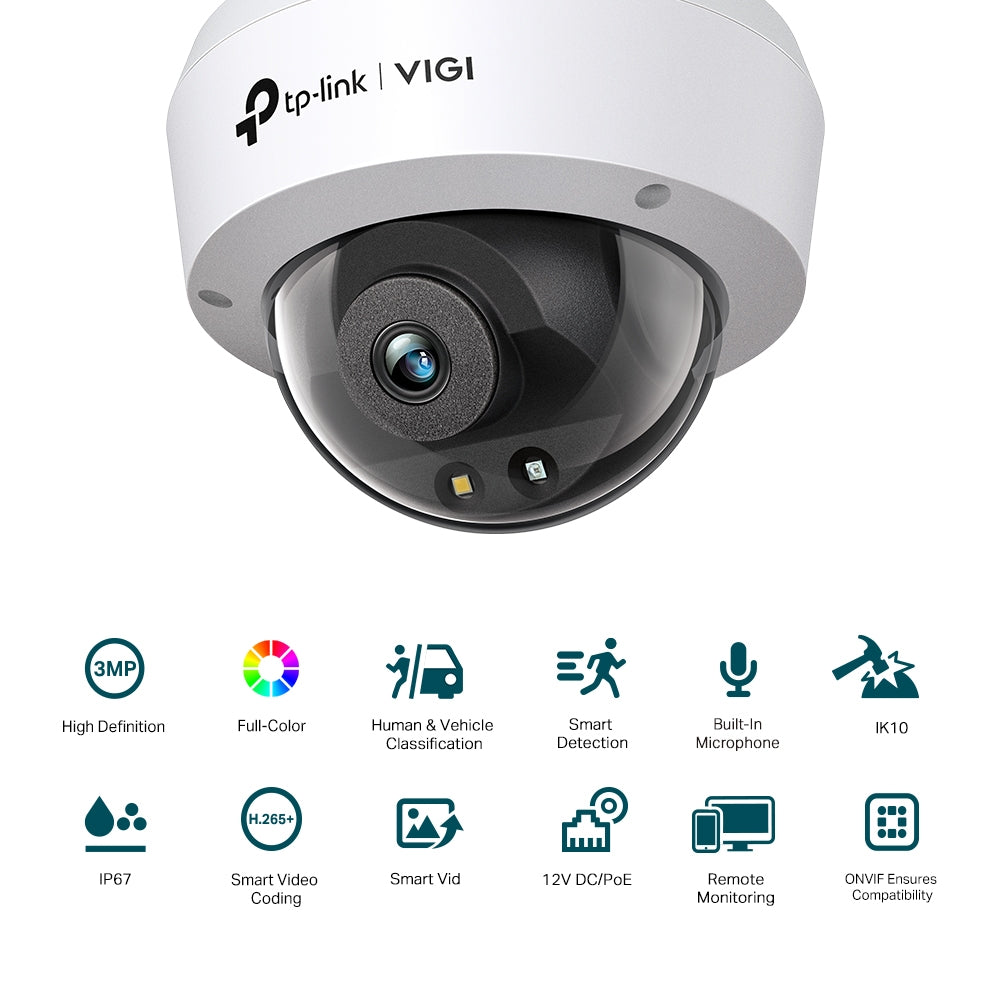 TP-Link VIGI C230 (2.8mm) 3MP Outdoor Full-Colour Dome Network Camera - Image 2