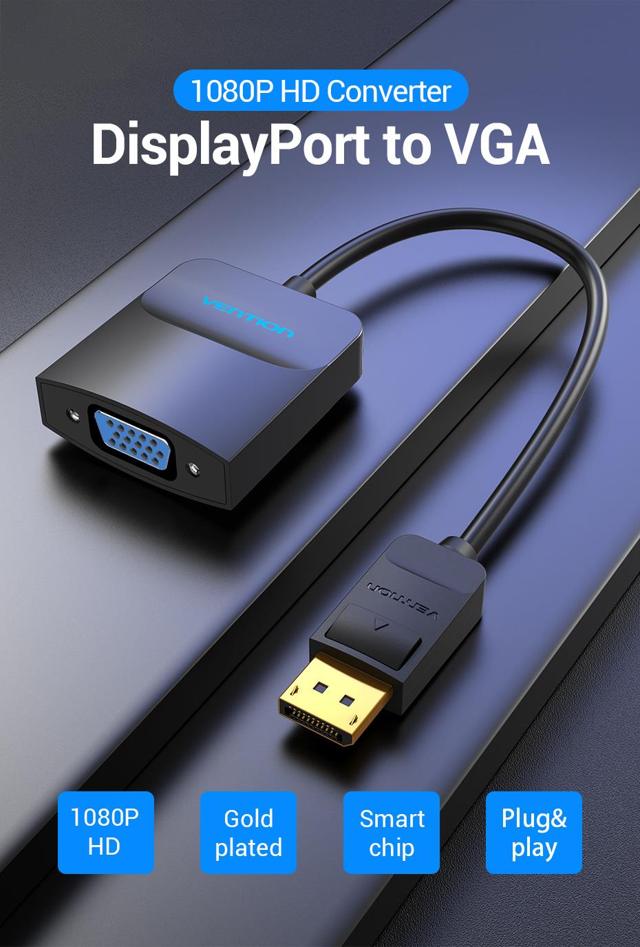 Vention DP to VGA Converter 0.15M Black - Image 2