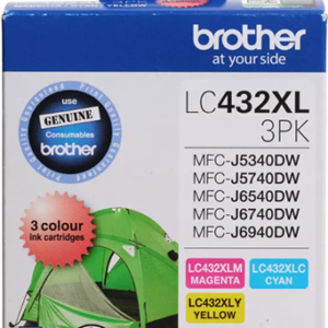 Brother LC432XL3PKS 3-Pack High Yield Ink Cartridge (C/M/Y)