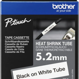 Brother HSe-211E 5.2mm x 1.5m Black on White Heat Shrink Tape