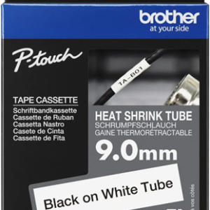 Brother HSe-221E 9.0mm x 1.5m Black on White Heat Shrink Tape