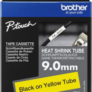 Brother HSE621E 9.0mm x 1.5m Black on Yellow Heat Shrink Tape