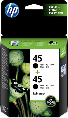HP 45 Black Ink Cartridge, TWIN PACK