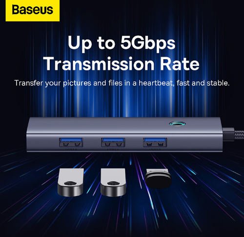 OS-Baseus UltraJoy Series 4-Port HUB Space Grey Type-C to USB 3.0 x 4 - Image 7