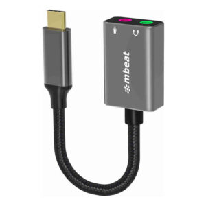mbeat Tough Link USB-C to 3.5 Audio and Microphone Adapter - Space Grey