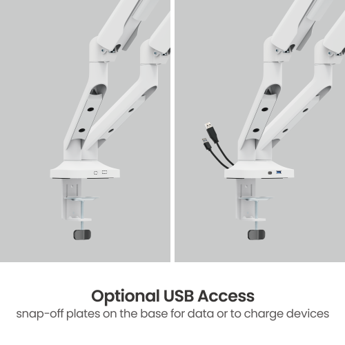 Bracom FlexPrecision Cost-Effective Gas Spring Dual Monitor Arm with USB Ports White - Image 3