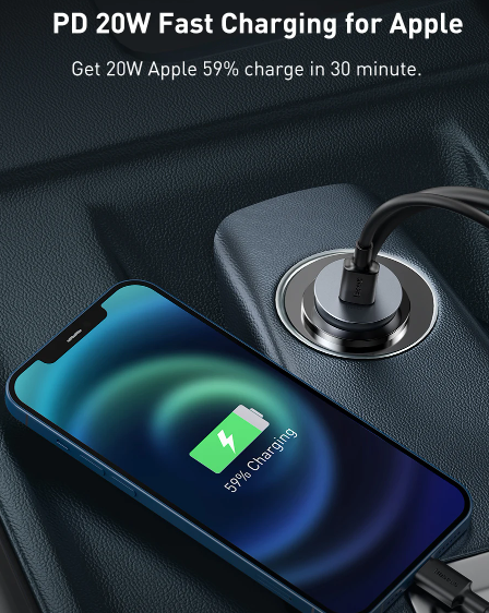 Baseus Share Together PPS multi-port Fast charging car charger with extension cord 120W 2U+2C Gray - Image 8