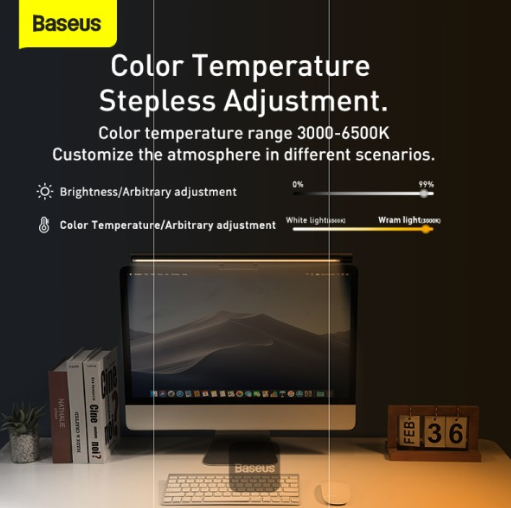 Baseus i-wok Series USB Asymmetric Light Source Screen Hanging Light (Youth) Black - Image 5