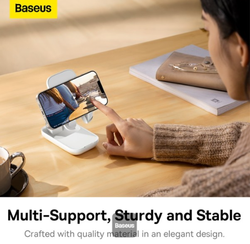 Baseus Seashell Series Folding Phone Stand Moon White - Image 4
