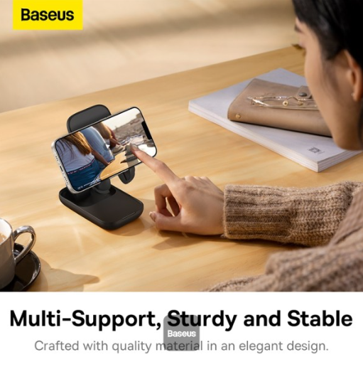 Baseus Seashell Series Folding Phone Stand Cluster Black - Image 5