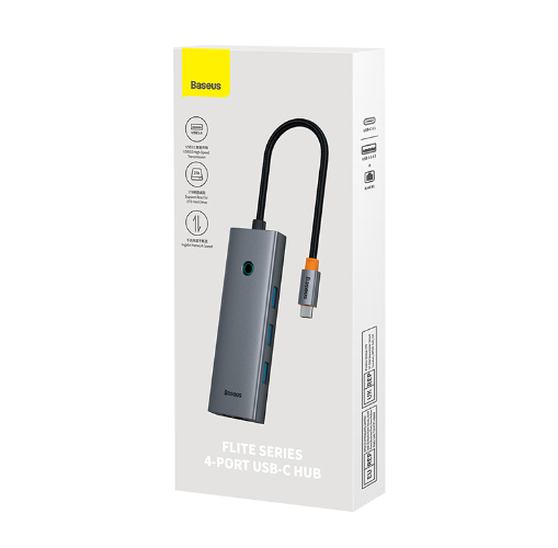 OS-Baseus UltraJoy Series 4-Port HUB Space Grey Type-C to USB 3.0 x 4 - Image 8