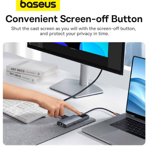 Baseus Metal Gleam Series II 6-in-1 USB HUB, USB-C to 1*HDMI4K@60Hz+1*USB-CË10Gbps+2*USB-A(10Gbps)+1*RJ45+1*USB-CËPD - Image 7