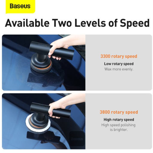 Baseus New Power Cordless Electric Polisher Black(Includes: Flat Foam iPad*1, Waffle Foam Polishing iPad*1, Polishing Wool iPad*1, Type-C Charging Cable Black) - Image 5
