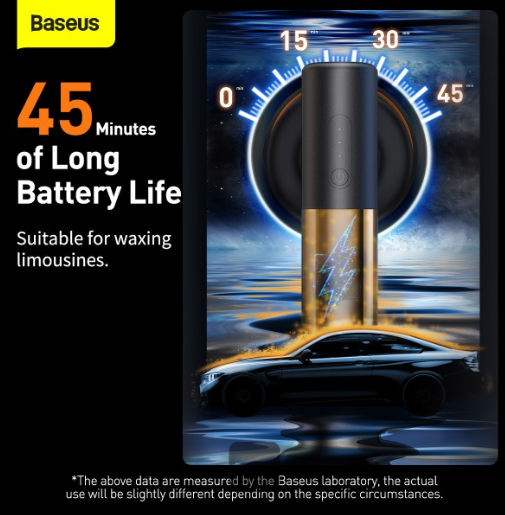 Baseus New Power Cordless Electric Polisher Black(Includes: Flat Foam iPad*1, Waffle Foam Polishing iPad*1, Polishing Wool iPad*1, Type-C Charging Cable Black) - Image 3