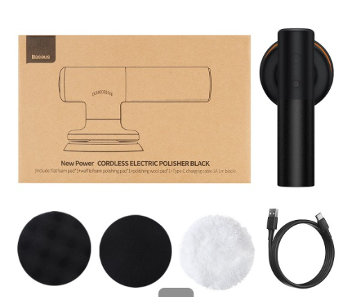 Baseus New Power Cordless Electric Polisher Black(Includes: Flat Foam iPad*1, Waffle Foam Polishing iPad*1, Polishing Wool iPad*1, Type-C Charging Cable Black) - Image 9