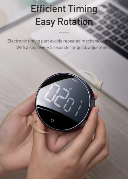 Baseus Heyo Rotation Countdown Timer Black - Image 3