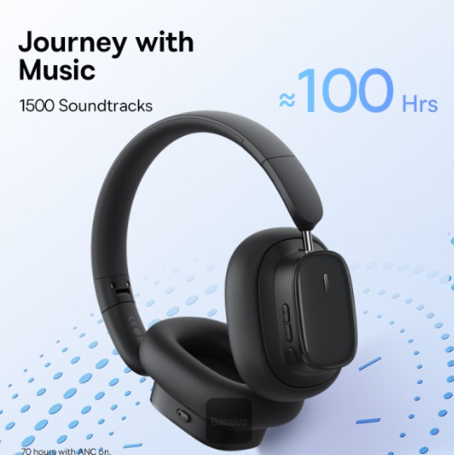 Baseus Bowie H1i Noise-Cancellation Wireless Headphones Cluster Black - Image 3
