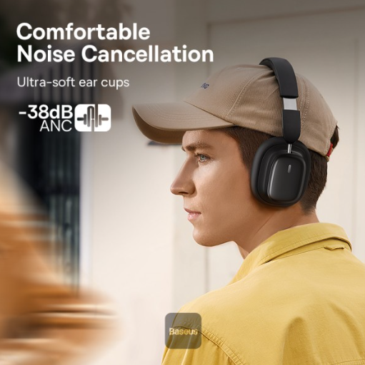 Baseus Bowie H1i Noise-Cancellation Wireless Headphones Cluster Black - Image 5