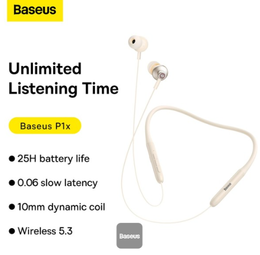 Baseus Bowie P1 Neckband Wireless Earphones Stellar White - Image 3
