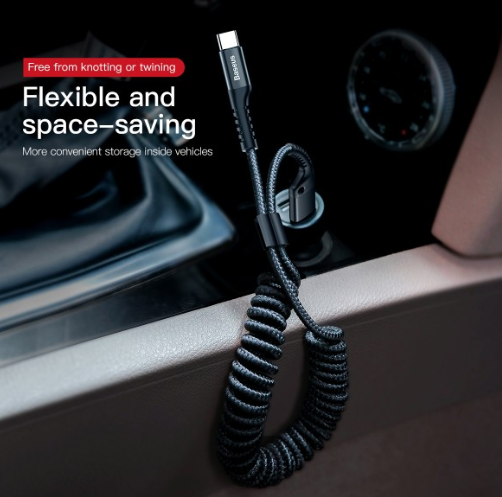 Baseus Coiled Spring Data Cable USB For Type-C 2A 1m Black - Image 8