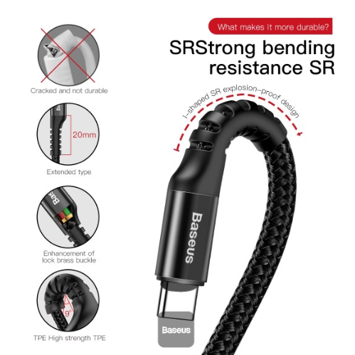 Baseus Coiled Spring Data Cable USB For Type-C 2A 1m Black - Image 2
