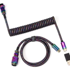 Keychron Coiled Aviator Cable-Straight Rainbow Palted black