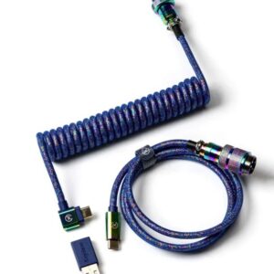 Keychron Coiled Aviator Cable-Angled Rainbow Palted blue