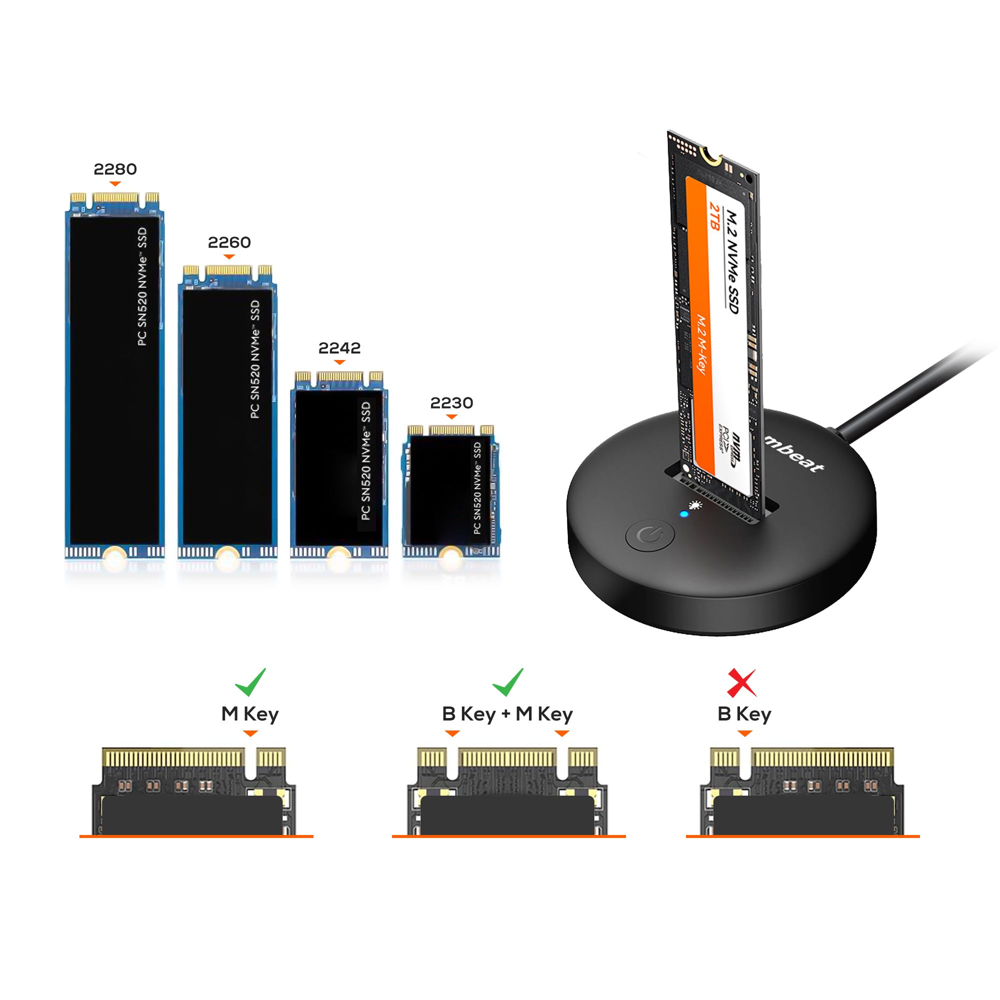 mbeat H1 USB 3.2 Gen2 10Gbps M.2 NVMe & SATA SSD Mini Dock Black - Image 3