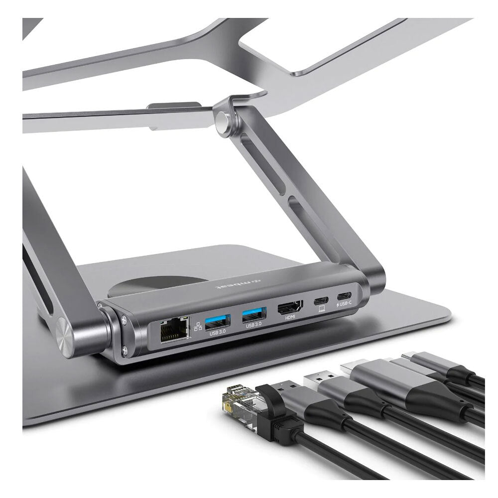 mbeat Stage S12 Rotating Laptop Stand with USB-C Docking Station - Space Grey - Image 2