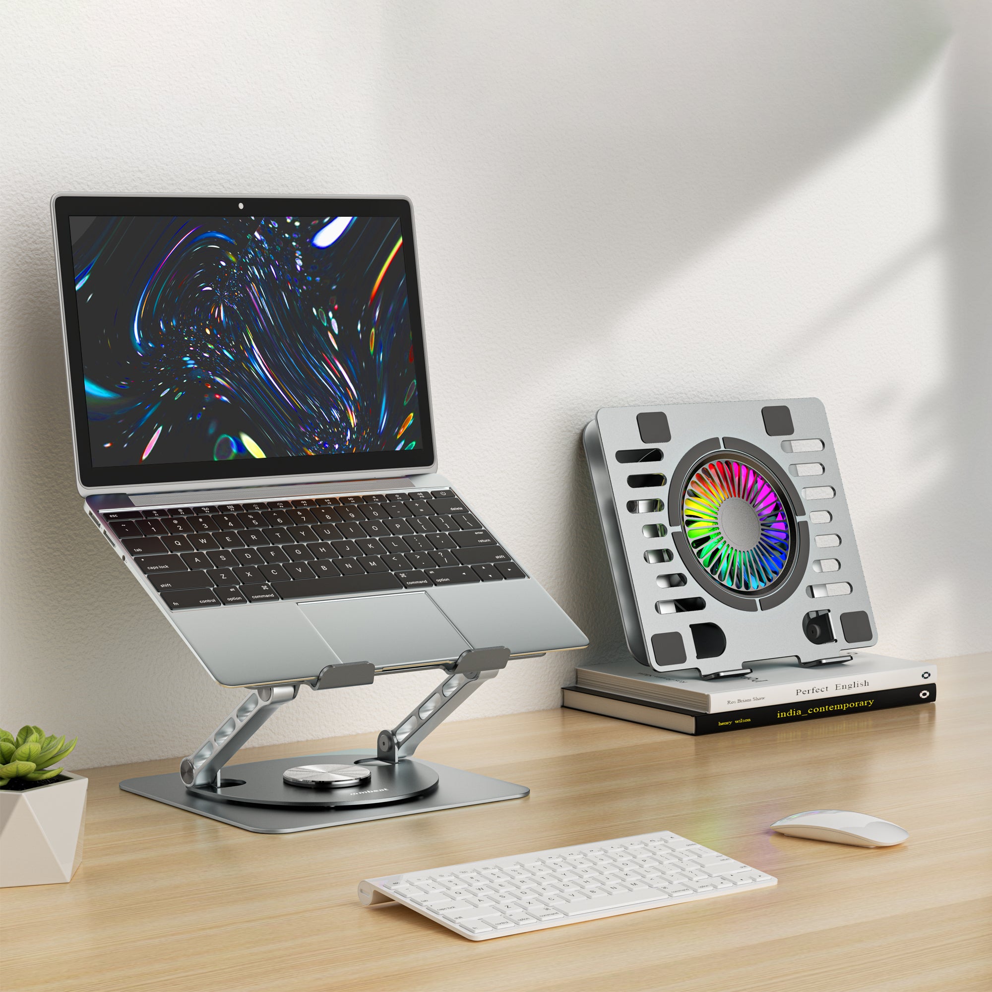mbeat Stage S8 Rotating Laptop Stand with RGB Cooling Fan and USB Ports - Image 6