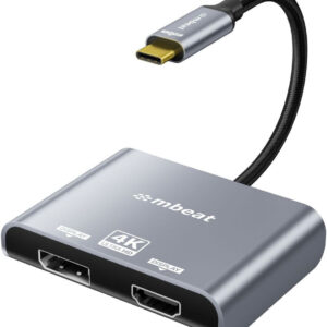 mbeat Tough Link USB-C to DP&HDMI Dual 4K/60Hz MST Adapter - Space Grey