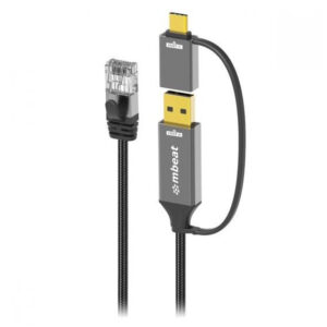 mbeat Tough Link 2m USB & USB-C to RJ45 Ethernet Cable - Space Grey