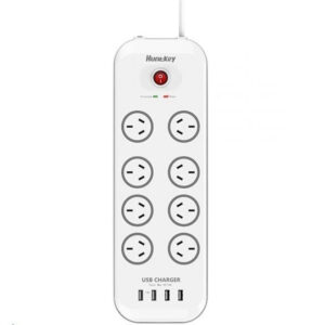 Huntkey SAC807 8 Outlet Surge Protected Powerboard with 4 USB Charging Ports Output:5V, 4A