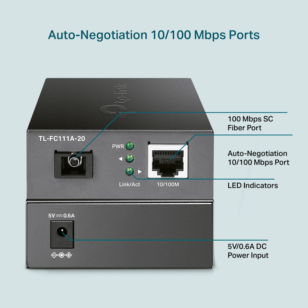 TP LINK TL-FC111A-20 10/100 Mbps WDM Media Converter - Image 3