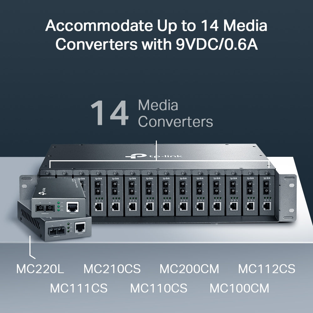 TP-Link 14-slot Unmanaged Media Converter Chassis, Single Power Supply - Image 3