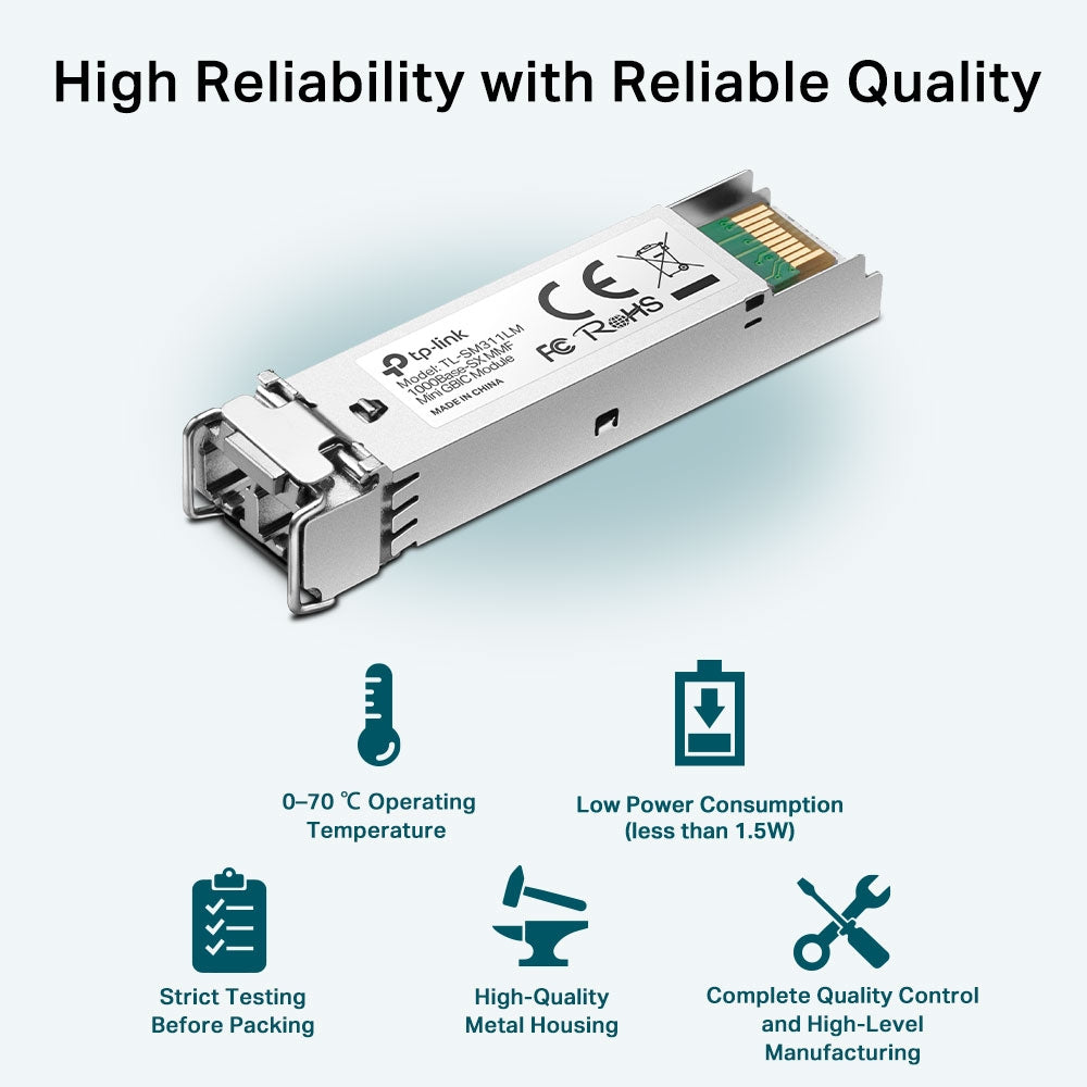 TP-Link Gigabit SFP MiniGBIC module, Multi Mode, LC interface, Up to 550m Distance - Image 3